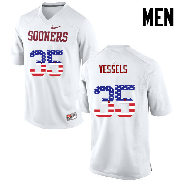 Oklahoma Sooners #35 Billy Vessels College Football USA Flag Fashion Jerseys-White